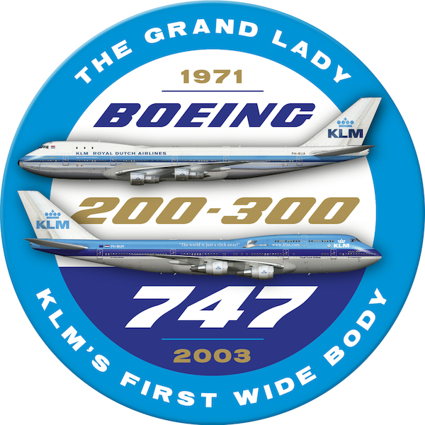 Boeing 747-200/300 The Grand Lady KLM's First Wide Body 1971-2003 STICKER KLM747
