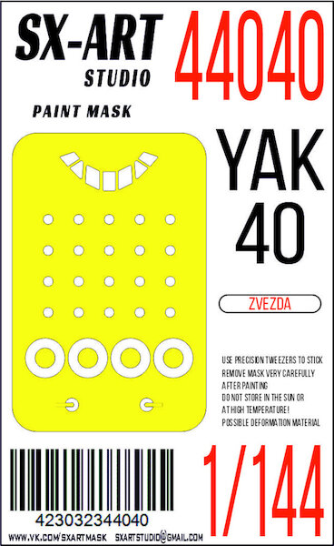Painting mask Yakovlev Yak40 (Zvezda) SXA44040