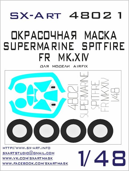 Painting mask Supermarine Spitfire FR MKXIV Wheels, Canopy Camera ports (Airfix) SXA48021