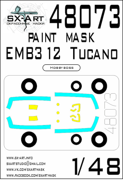 Painting mask Canopy and wheels Embraer EMB312 Tucano (Hobby Boss)  SXA48073