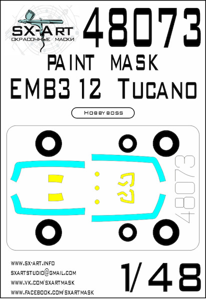 Painting mask Canopy and wheels Embraer EMB312 Tucano (Hobby Boss) SXA48073
