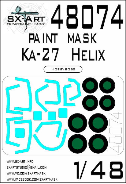 Painting mask Canopy and wheels Kamov Ka27 Helix (Hobby Boss)  SXA48074
