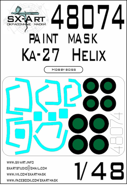 Painting mask Canopy and wheels Kamov Ka27 Helix (Hobby Boss) SXA48074