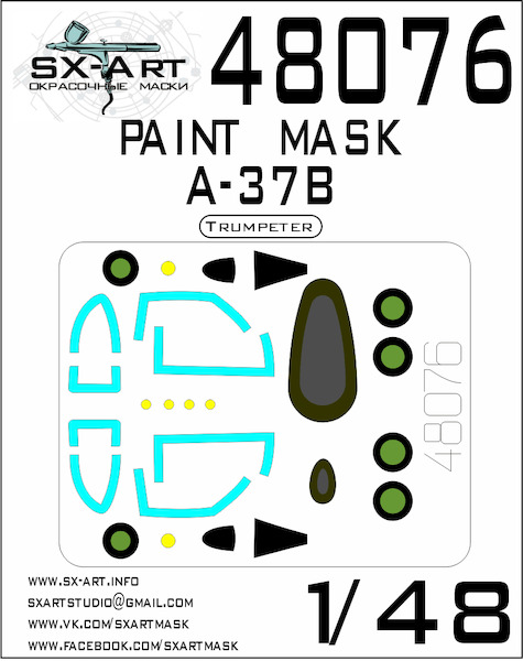 Painting mask Canopy, wheels and details Cessna A37B Dragonfly (Trumpeter)  SXA48076