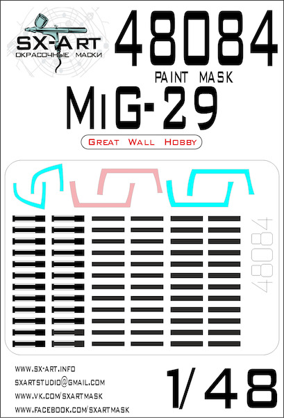 Painting mask Canopy and Exhaust Mikoyan MiG29 (Great Wall Hobby) SXA48084