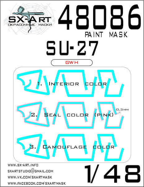 Painting mask Canopy Sukhoi Su27 Flanker  (Great Wall Hobby)  SXA48086