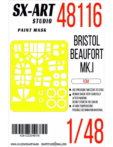 Painting mask Canopy, Cabin windows and Wheels Bristol Beaufort MK1 (ICM) SXA48116