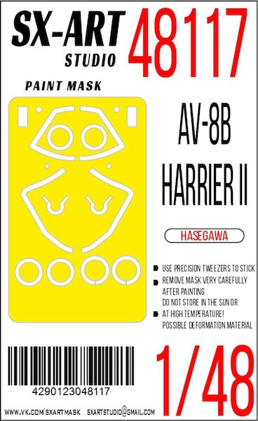 Painting mask Canopy and Wheels AV8B Harrier II (Hasegawa) SXA48117