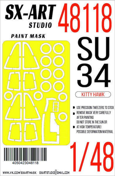 Painting mask  Canopy and Wheels  Su34 (Kitty Hawk)  SXA48118