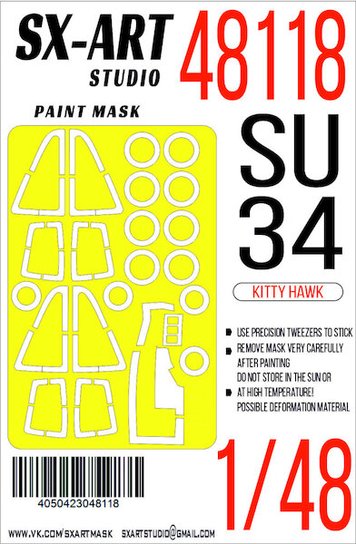 Painting mask Canopy and Wheels Su34 (Kitty Hawk) SXA48118