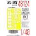 Painting mask Canopy, Cabin windows, Turret and Wheels Avro Anson MKI (Airfix) SXA48124