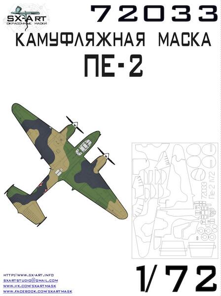 Camouflage Painting mask Petlyakov Pe2 with Camouflage (Zvezda)  SXA72033