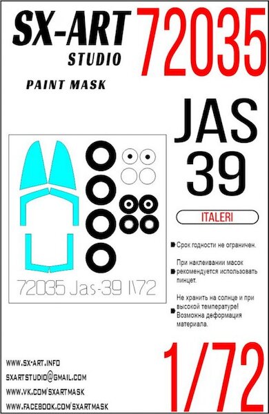 Painting mask Canopy and wheels Saab JAS39 Gripen (Italeri)  SXA72035
