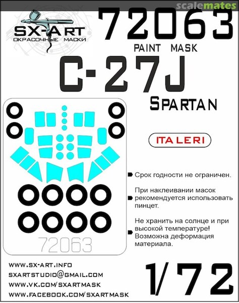 Painting mask C27J Spartan cabin windows and wheels (Italeri)  SXA72063