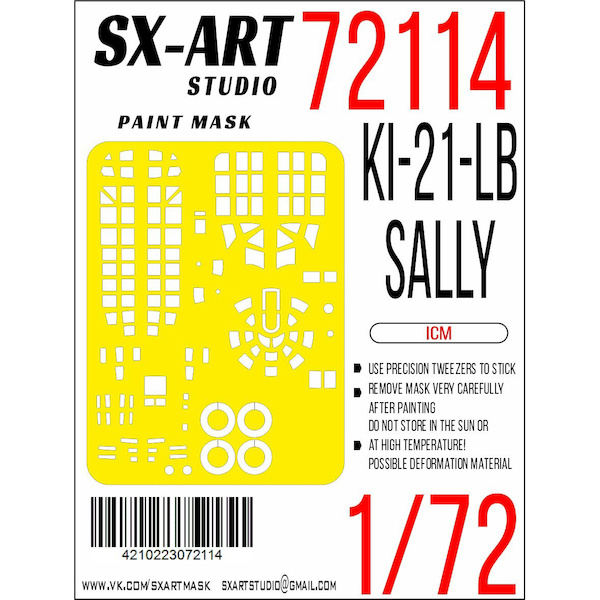 Painting mask Ki21LB "Sally" Cabins, nose turret and Wheels (ICM) SXA72114