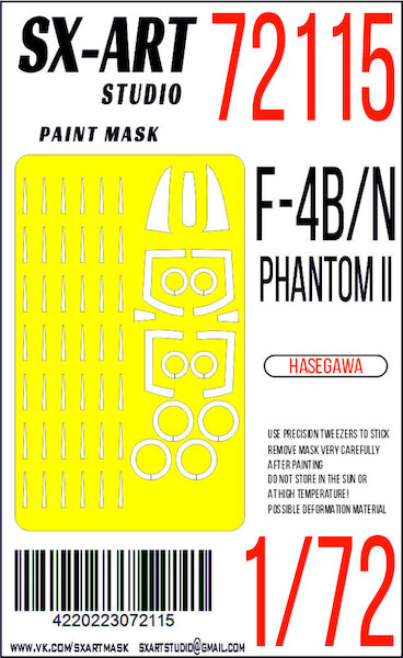 Painting mask F4B/N Phantom II Canopy, exhausts and wheels (Hasegawa)  SXA72115