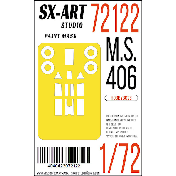 Painting mask Morane Saulnier MS406 cockpit and wheels (Hobby Boss) SXA72122