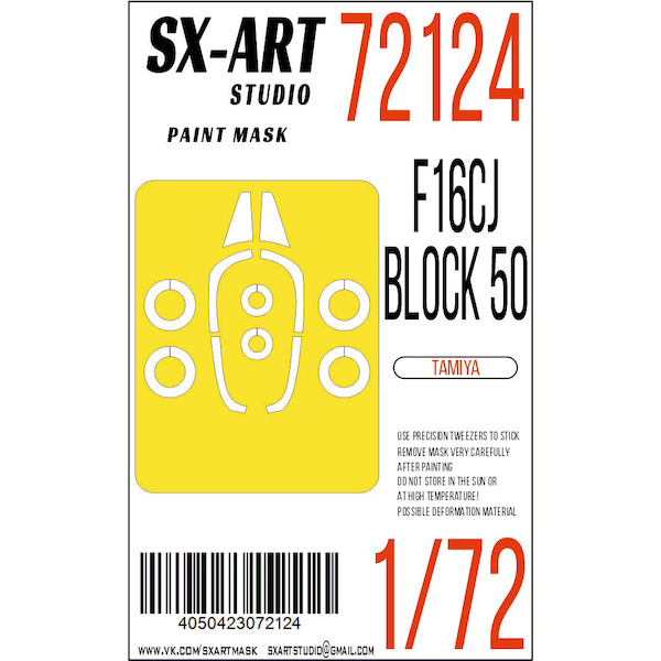 Painting mask F16CJ Block 50 Fighting Falcon cockpit and wheels (Tamiya) SXA72124