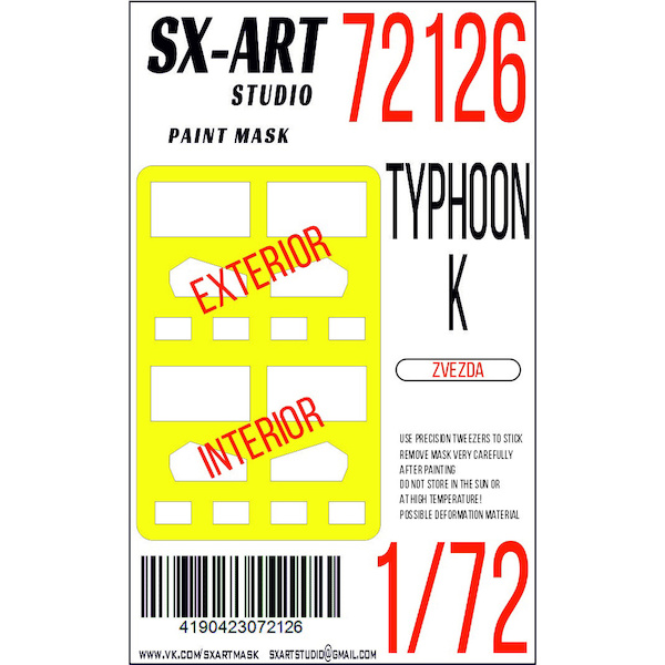 Painting mask Typhoon K Cabin windows (Zvezda) SXA72126