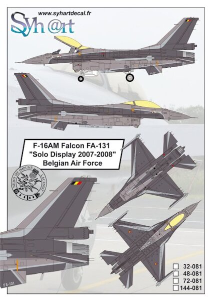 F16AM Falcon FA-131 "Solo Display 2007-2008" Belgian Air Force 144-081