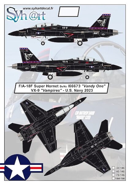 F/A-18F Super Hornet 166673 "Vandy One" VX-9 - US Navy 2023  144-146
