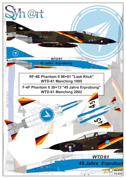 F4F Phantom (38+13 "45 Jahre Erprobung" WTD-61 Manching 2002), RF4E (98+01 "Last Klick" WTD-61 Manching AB 1995)  72-076