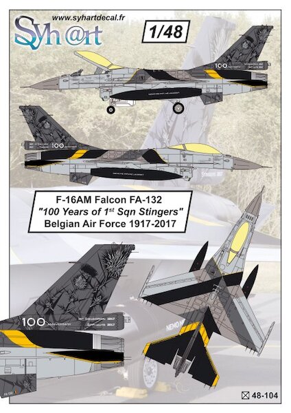 F16AM Fighting Falcon (FA-132 "100 Years 1st Sqn Stingers" Belgian Air Force 1917-2017) 72-104