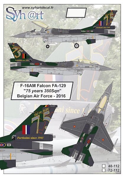 F16AM Falcon (FA-129 "75 years 350Sqn" Force Aérienne Belge 2016, Belgian AF)  72-112