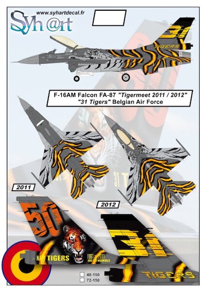 F16AM Falcon (FA-87 "Tigermeet 2011-2012" "31 Tigers" Belgian AF)  72-150