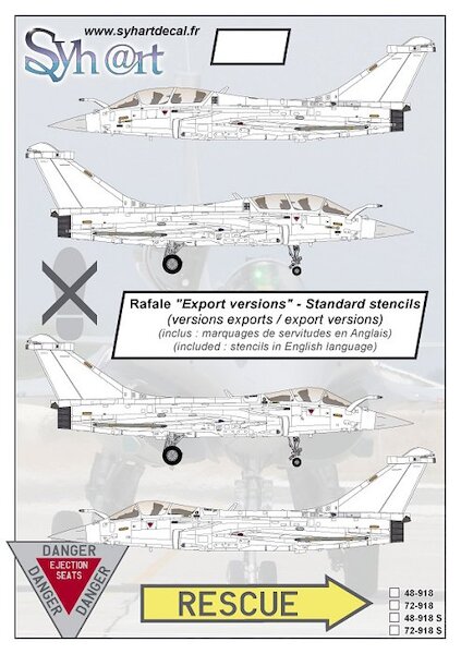 Rafale exports "Standard stencils" (English language for export versions) 72-918S