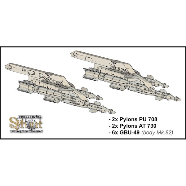Special pack containing-6x GBU-49 (body Mk.82) + 1x pair of Triple pylon (AT 730) and pylons PU 708 for Rafale SP028-72