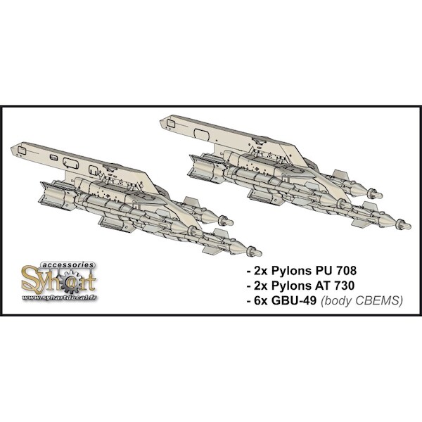 Special pack containing--6x GBU-49 (body CBEMS) + 1x pair of Triple pylon (AT 730) and pylons PU 708 for Rafale SP029-72