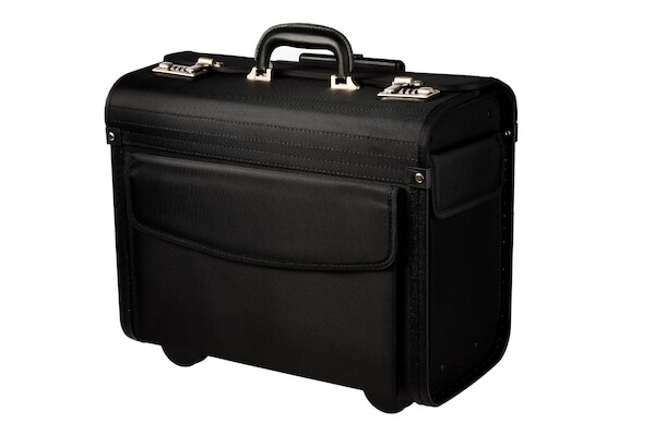 Wheeled Pilot Case Business 16" Laptop Nylon Flight Briefcase Bag PL1650 (black) PL1650