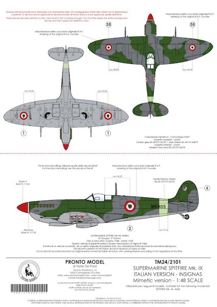 Supermarine Spitfire MKIX Italian Version Mimetic Version 24-2101