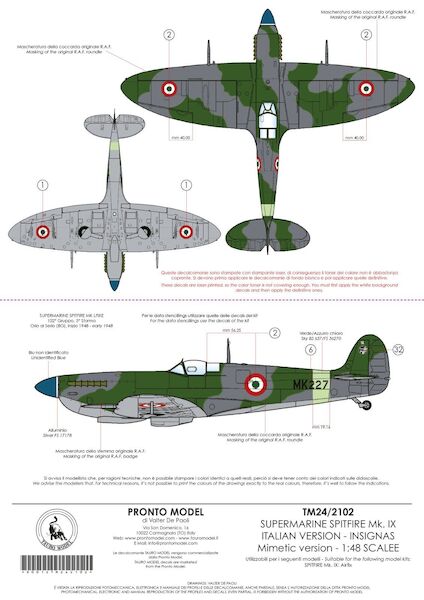 Supermarine Spitfire MKIX Italian Version Mimetic Version 24-2102