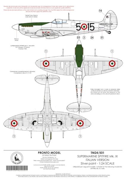 Supermarine Spitfire MKIX Italian Version Silver Paint 24-501