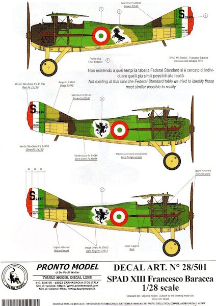 Spad XIII (Francesco Baracca, Italian AF)  28-501