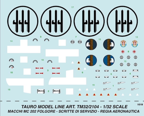 Macchi MC202 Folgore Data stenciling and Insignia 32-2104