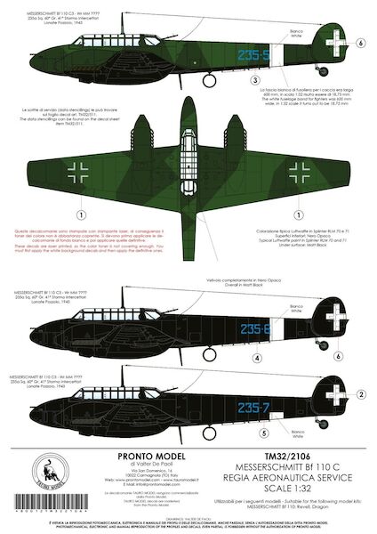 Messerschmitt Bf110C in Regia Aeronautoica Service 32-2106
