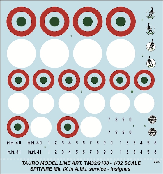 Supermarine Spitfire MKIX Italian Version National Insignia serials and insignia 32-2108
