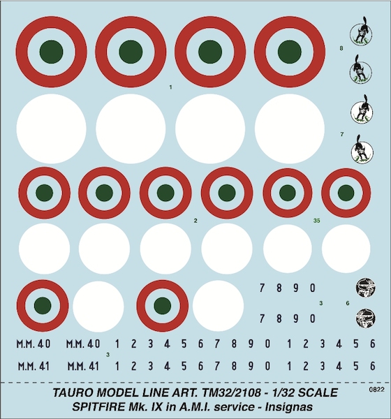 Supermarine Spitfire MKIX Italian Version National Insignia serials and insignia  32-2108