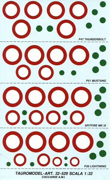 Cocardes AMI (P47,P51,Spitfire MKIX,P38 Lightning)  32-529