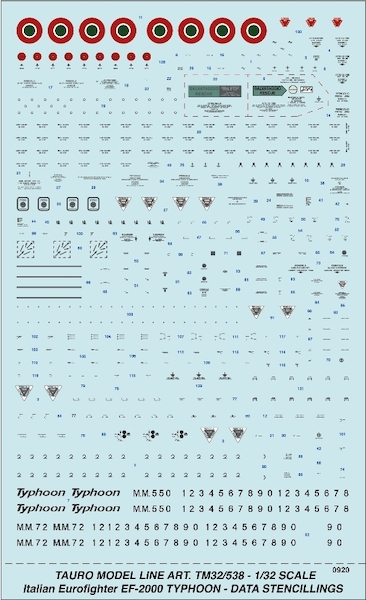 Eurofighter Typhoon EF2000 Italian Aronautica Militaire data and stencils for simgles and duals 32-538