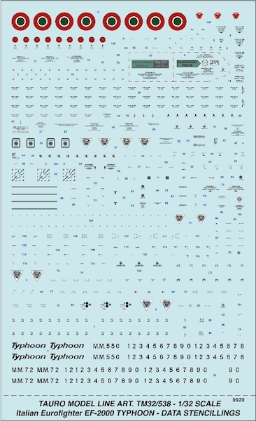 Eurofighter Typhoon EF2000 Italian Aronautica Militaire data and stencils for simgles and duals  32-538