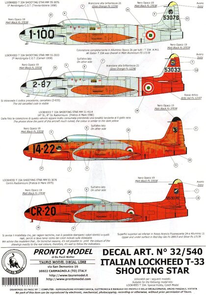 Lockheed T33 Shooting Star (Italian AF) 32-540