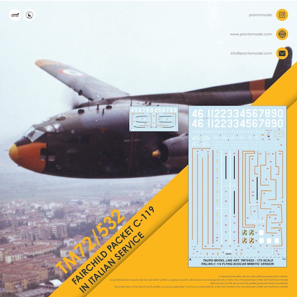 Fairchild C119G/J Packet Flying Boxcar in Italian Service 72-532