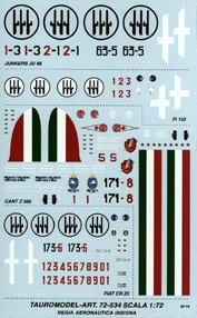 Regia Aeronautica(Ju88,Fi156,Cant Z506,Fiat CR25) 72-534