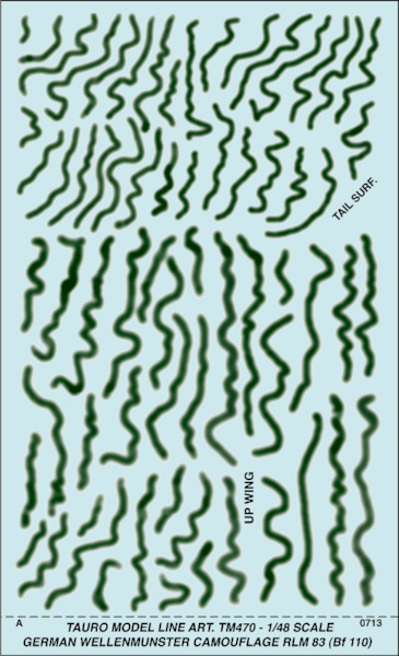 German Wellenmuster Camouflage in RLM83 for Bf110 (2 sheets) TM470