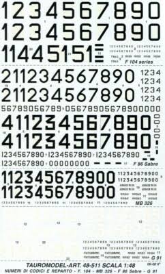Aeronautica Militare serials code A.M.I. for F104, G91R, MB326, F86  TM48-511