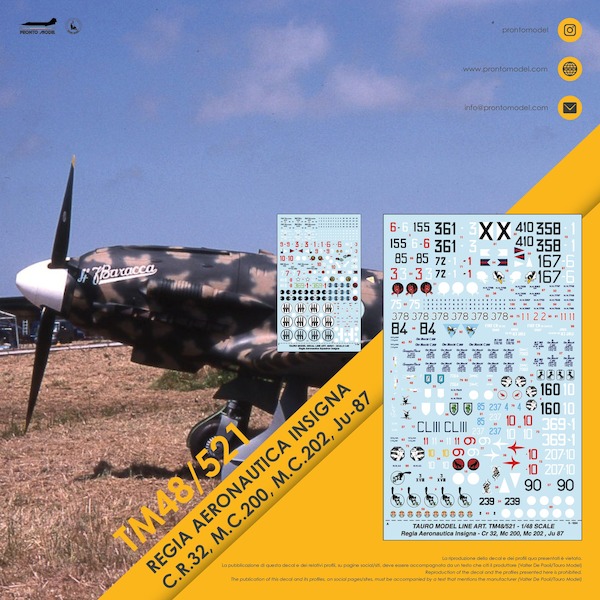 Regia Aeronautica National Insignia (CR32,MC200, MC202, Ju87) Updated reissue TM48-521